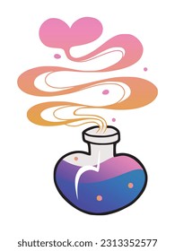 Hand drawn love potion bottle, isolated vector illustration on white background