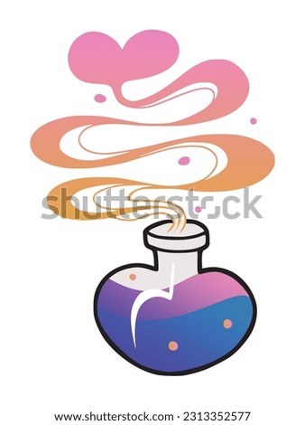Hand drawn love potion bottle, isolated vector illustration on white background