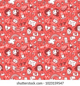 Hand drawn love seamless pattern for  Valentine's Day
