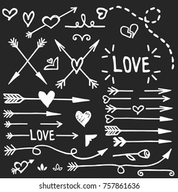 Hand drawn love set, vector