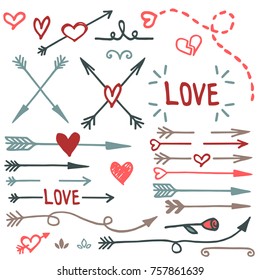 Hand drawn love set, vector