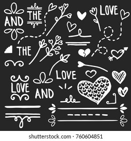 Hand drawn love set, vector