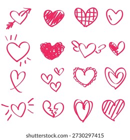 Hand drawn love shape icon sheet featuring doodle style illustrations for Valentine’s Day. This collection is perfect for Valentine cards, romantic stickers, social media content, wedding invitations, scrapbooking, planner design, website icons, and print projects. Ideal for themes such as love, romance, heart symbol, relationship, dating, and celebration. Clean and playful hand drawn look with a charming artistic style.