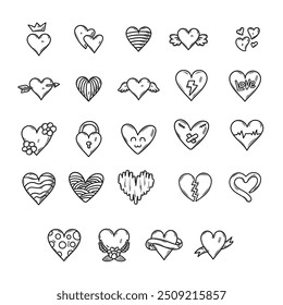 Hand Drawn Love Shapes Set - Colorless