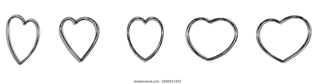 Hand drawn love symbol vector set. Heart doodle
