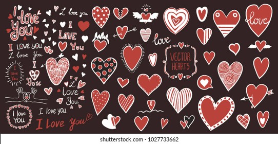 Hand drawn love symbols