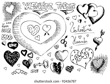 hand drawn love symbols