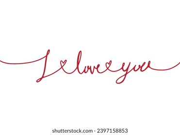 hand drawn i love you red lettering