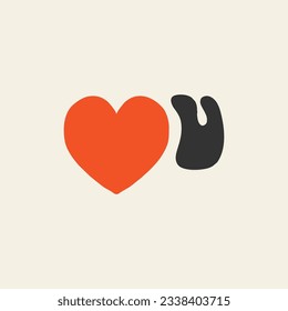 Hand drawn I love you text or I heart you for valentines day greeting card. Vector illustration