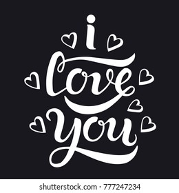 Hand drawn I love you typography lettering poster. Vector illustration for greeting cards, Valentines Day, Mothers Day, wedding cards. Black and white I love you illustration. EPS 10 file.