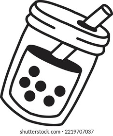 Hand Drawn lovely bubble tea illustration isolated on background