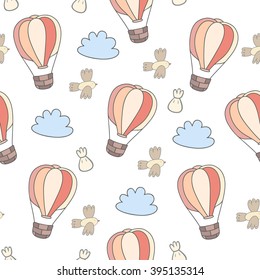 Hand Drawn lovely pattern background of air balloon -made in vector