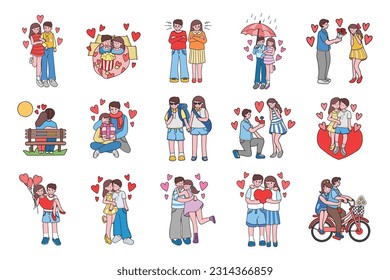 Colección Hand Drawn lover en una ilustración de estilo plano para ideas empresariales aisladas en segundo plano