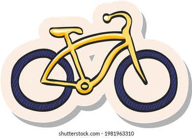 Hand Drawn Low Rider Bicycle Icon In Sticker Style Vector Illustration