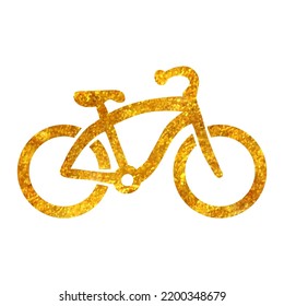 Hand drawn Low rider bicycle icon in gold foil texture vector illustration