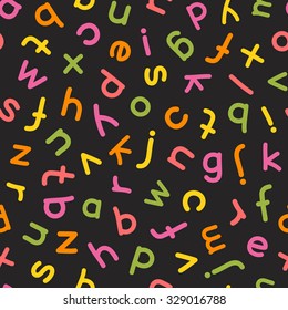 Hand Drawn Lowercase Letters Seamless Pattern Colorful
