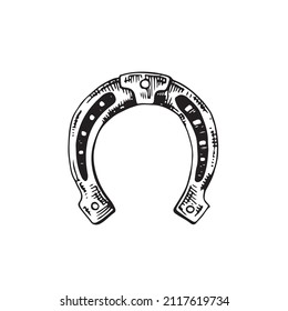 Hand drawn lucky horseshoe. Vector illustration.