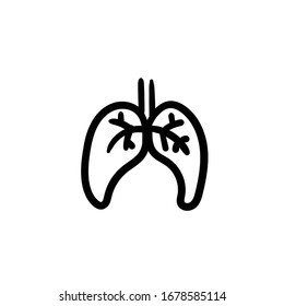 Hand drawn lungs. Simple vector icon
