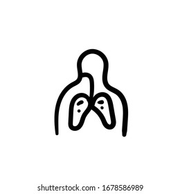 Hand drawn lungs. Simple vector icon