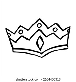 Hand drawn luxurious royal crown in doodle or sketch style. A rough draft of the crown.