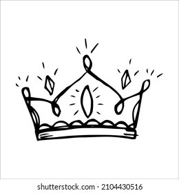 Hand Drawn Luxurious Royal Crown In Doodle Or Sketch Style. A Rough Draft Of The Crown.