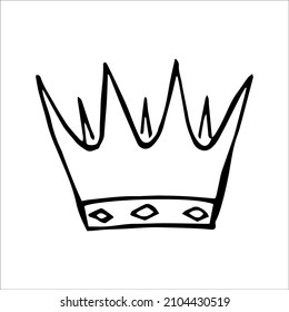 Hand Drawn Luxurious Royal Crown In Doodle Or Sketch Style. A Rough Draft Of The Crown.