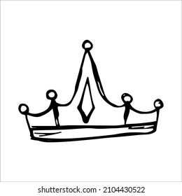 Hand Drawn Luxurious Royal Crown In Doodle Or Sketch Style. A Rough Draft Of The Crown.