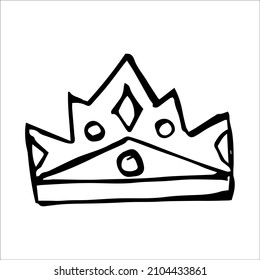 Hand Drawn Luxurious Royal Crown In Doodle Or Sketch Style. A Rough Draft Of The Crown.