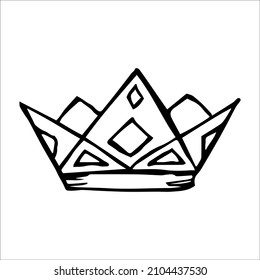 Hand Drawn Luxurious Royal Crown In Doodle Or Sketch Style. A Rough Draft Of The Crown.