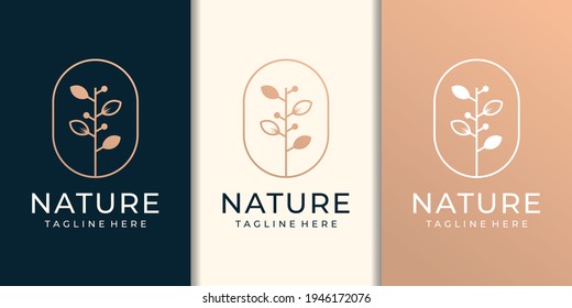 Hand drawn luxury feminine and modern tree template logo set. Logo can be used for icon, brand, identity, monogram, spa, decoration, and business company
