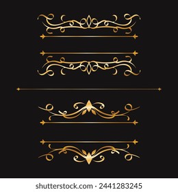Hand drawn luxury gold floral ornament frame