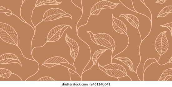 Hand Drawn luxury leaves seamless pattern. Floral Pattern background.