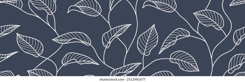 Hand Drawn luxury leaves seamless pattern. Floral Pattern background.