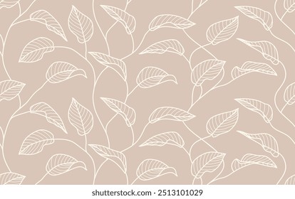 Hand Drawn luxury leaves seamless pattern. Floral Pattern background.