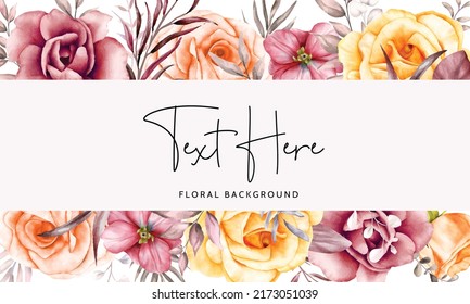 Hand drawn luxury red flower watercolor background design