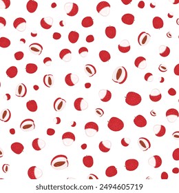 Hand drawn lychee pattern background vector design, flat illustration.