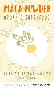 Hand drawn maca powder label design