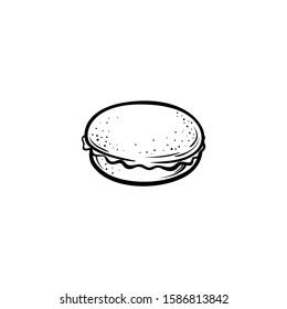 Hand drawn macarons icon stock vector illustration. Cake vector icon isolated on white background.