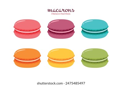 Hand drawn  Macarons pastry sweet food dessert cartoon vector illustration isolated on transparent background