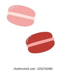 Hand drawn macaroon cookies. Flat vector illustration of sweet dessert, pastry food.