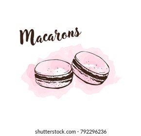 Dibujado a mano boceto de Ilustración vectorial de macarrones