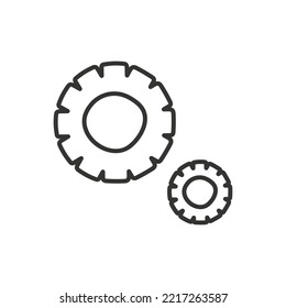 Hand drawn machinery vector icon. Gear symbol. Cogwheel icon. Settings icon. Screw nut sign. Screw-nut vector icon. Isolated vector flat pictogram. Cog round symbol design. EPS 10