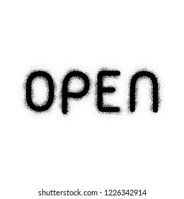 Hand drawn made words with grunge brush strokes distress design vector Open
