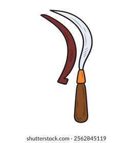 Hand Drawn Madurese Culture Illustration Colored - Sickle