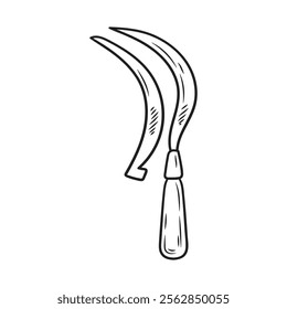 Hand Drawn Madurese Culture Illustration Colorless - Sickle