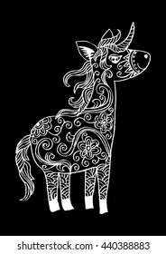 Hand drawn magic baby Unicorn