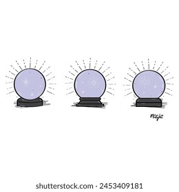 Hand Drawn Magic Ball Icon Set Vector Design.