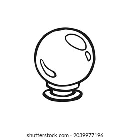 La bola mágica dibujada a mano al estilo vintage. Esbozo de tinta de cristal natural. Ilustración vectorial de logotipo.
