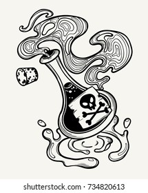 Hand drawn magic bottle  Vial poison  Vector illustration isolated  Tattoo design  magic symbol for your use 