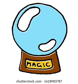 Hand drawn a Magic Crystal Ball.  Vector illustration isolated. Tattoo design, mystic magician symbol. Future telling, Halloween concept.